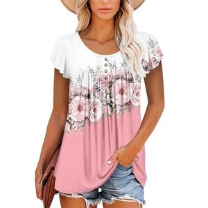 Gorgeous Floral Pink Top Size Large